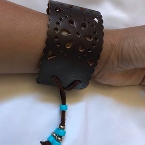 Leather laser cut unisex bracelet